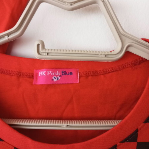 PNK Pink Blue women's set with red and black checkered T-shirt and skirt