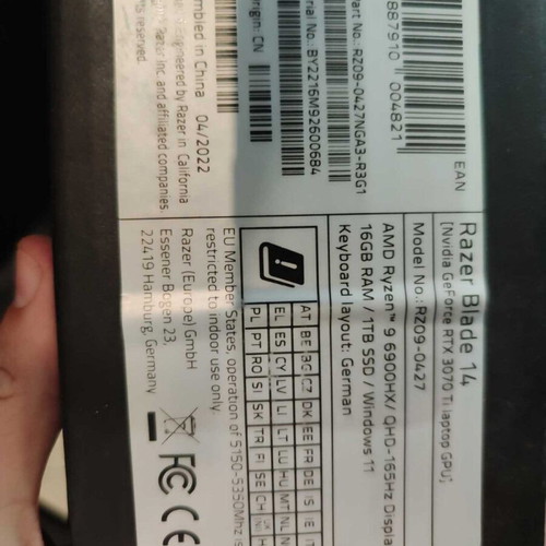Razer Blade 14 RZ09-0427 laptop used, Ryzen 9 6900HX, QHD 165Hz, 16GB RAM