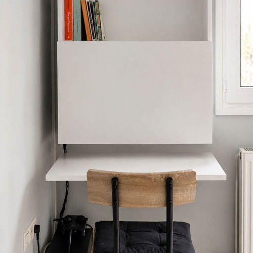 Folding Wall Desk with Bookshelf like new, white