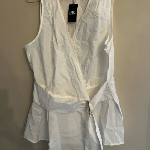 Poplin sleeveless top white, size L, new