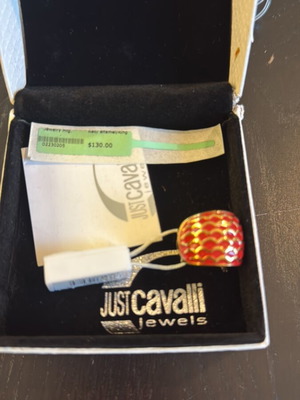 Just Cavalli ring size 51 new, red and gold