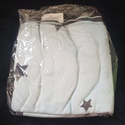 Rythmos baby blanket 100% cotton new, double-sided blue and gray with stars