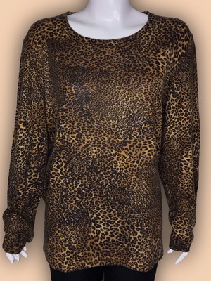 Leopard blouse used, size L/XL, 100% cotton