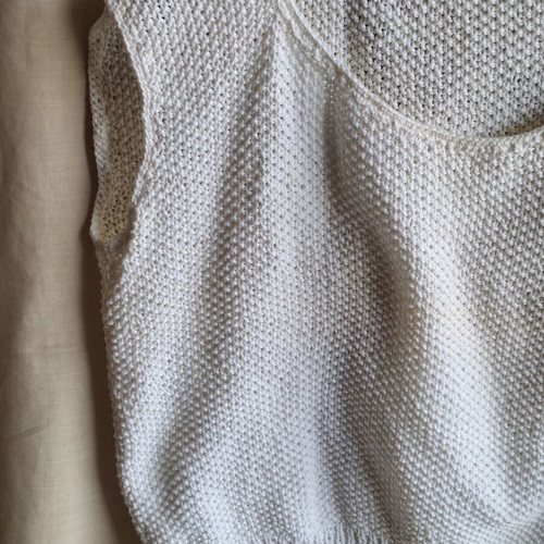 Hand Knitted Vintage 80s White Cotton Tank Top Vest like new