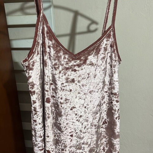 Pink Woman velvet mini dress with straps, Small