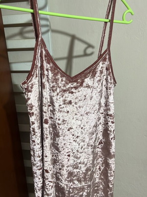 Pink Woman velvet mini dress with straps, Small