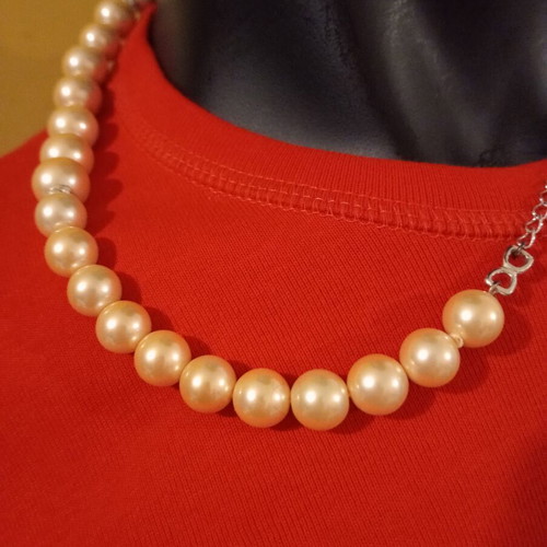 Marks & Spencer Faux Pearl Necklace new, beige and silver