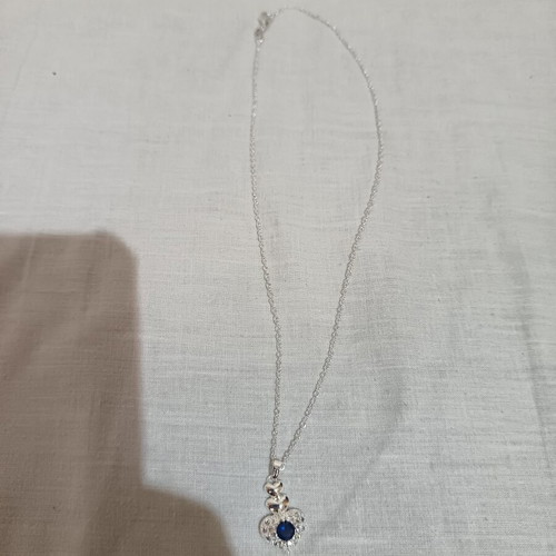 Silver necklace with heart pendant and stone, new
