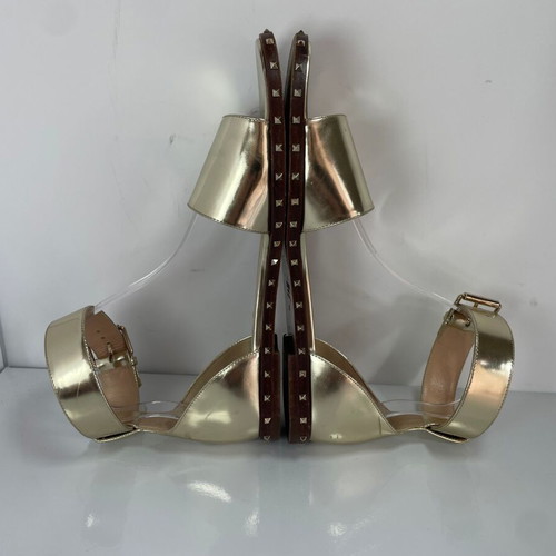 Valentino Garavani Rockstud leather sandals used, gold, size 38