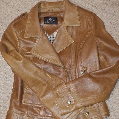 Women's leather jacket Cognac by Sarafis used