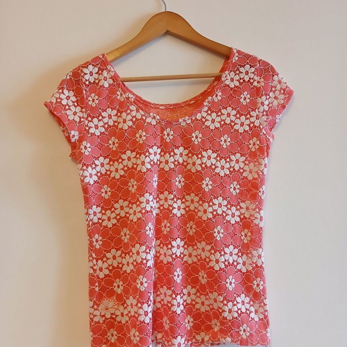 See through women's blouse one size like new, colorful with flowers