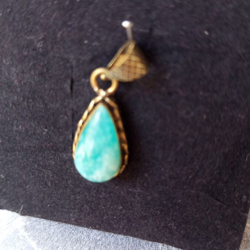 Pendant with amazonite energy crystal bronze new