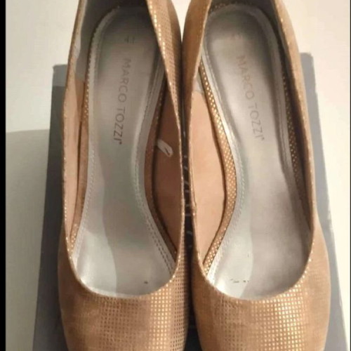 Marco Tozzi peep toe shoes like new, size 41, beige gold