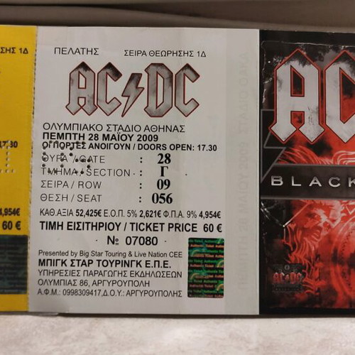 AC/DC concert ticket 28/5/2009 like new