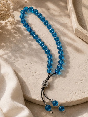 Luxury Women's Komboloi Glass Beads Blue Handmade