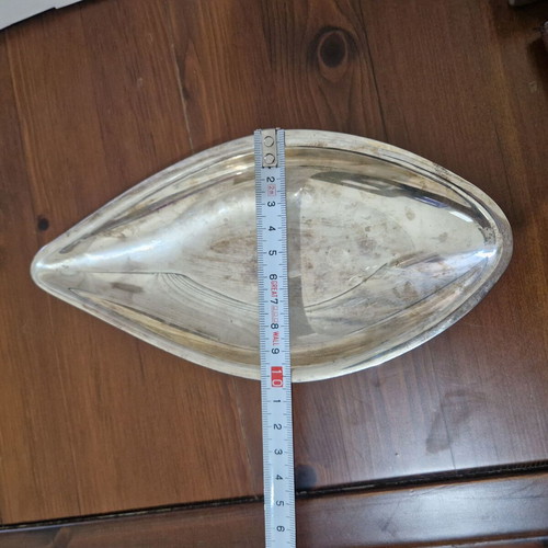 Vintage Silver-Plated Bowls Lambridis set of 2, Mid-Century Modern leaf design used