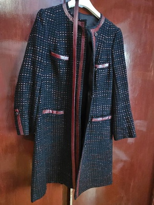Escada coat and skirt set, black and red