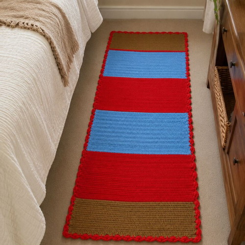 Handmade knitted rug runner 145×60 cm vintage boho used