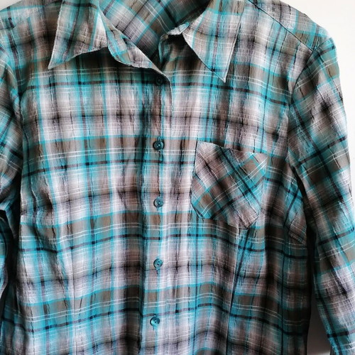 Canda XXL women's checked shirt like new, turquoise and brown