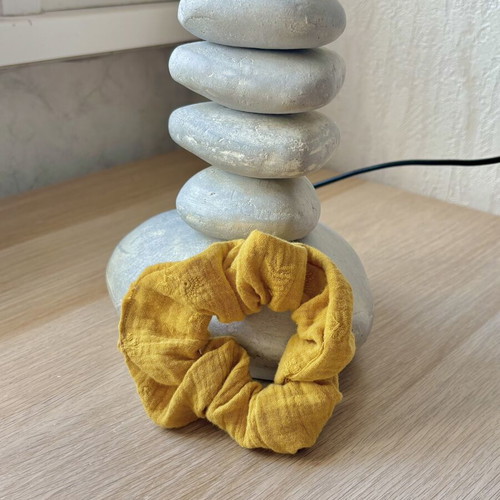 Handmade Mustard Yellow Scrunchie in Hydrophilic Fabric