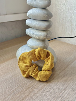 Handmade Mustard Yellow Scrunchie in Hydrophilic Fabric