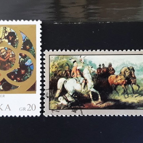 Poland 1968 & 1971 stamps with paintings, like new, set of 2