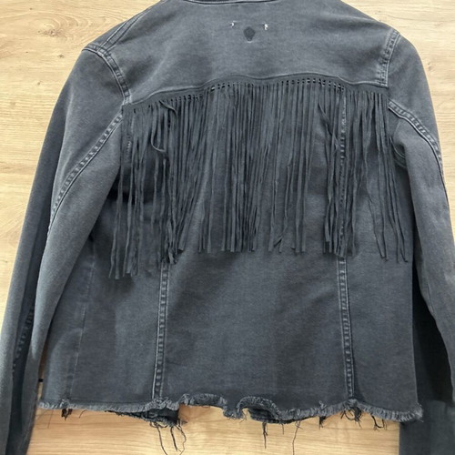 BSB Black Denim Short Jacket Like New With Fringes