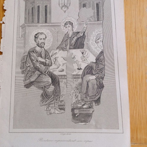 Chalcography 1830 from Byzantine church used, meal presentation