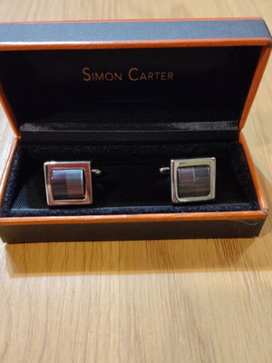 Simon Carter cufflinks set new, gray and purple shades