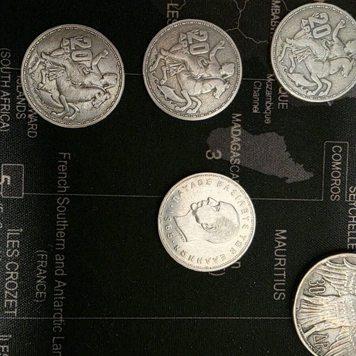 Silver 20 Drachma coins of Pavlos and 30 Drachma wedding coin like new