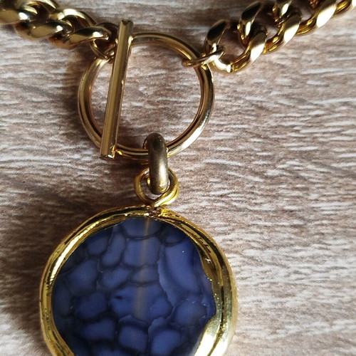 Necklace new steel gray and gold color