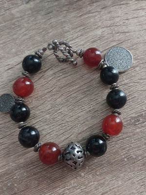 Handmade bracelet with stones and silver decorative elements like new