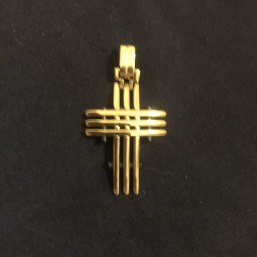 Unisex Faux Gold Cross Pendant like new