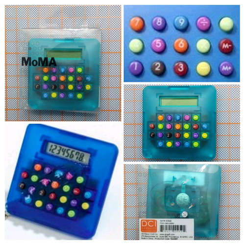 Mini calculator MoMa new, transparent blue electric design