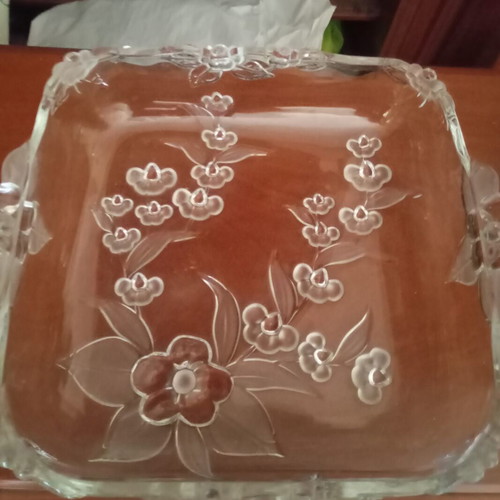 Walterglas crystal fruit bowl with floral design, like new