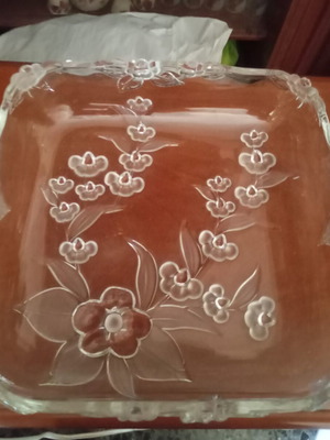 Walterglas crystal fruit bowl with floral design, like new