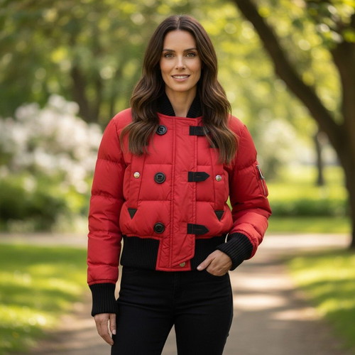 DSQUARED2 Misty Mountains Red Puffer Bomber Jacket IT 46