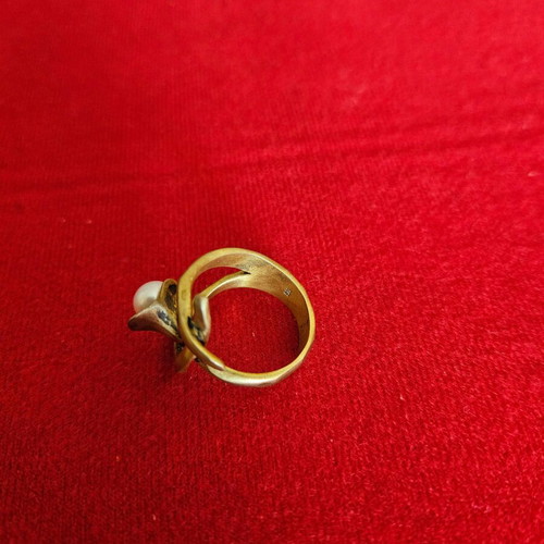 Ring used with pearl and gold-plated 925 silver