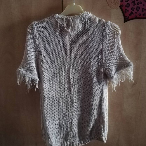Beige perforated knitted cardigan used, size S/M, short sleeves