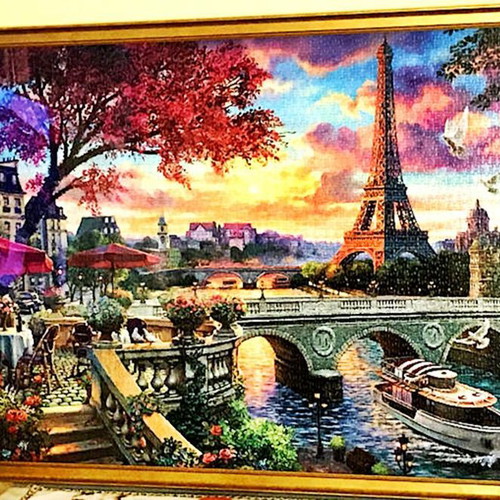 Puzzle painting 3000 pieces new with gold wooden frame Paris 128x93 cm
