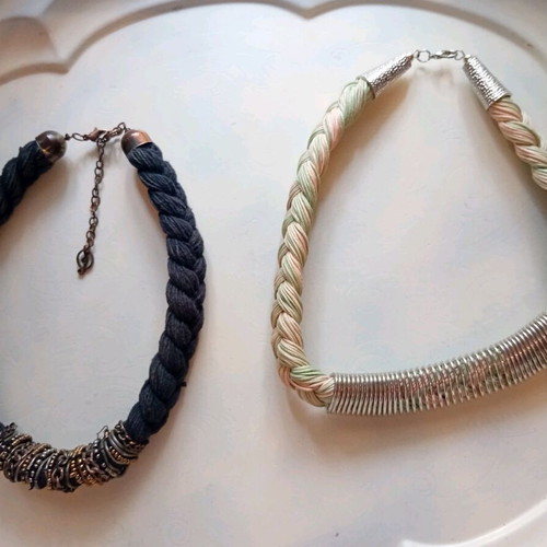 Women's chokers new, black and beige, set of two