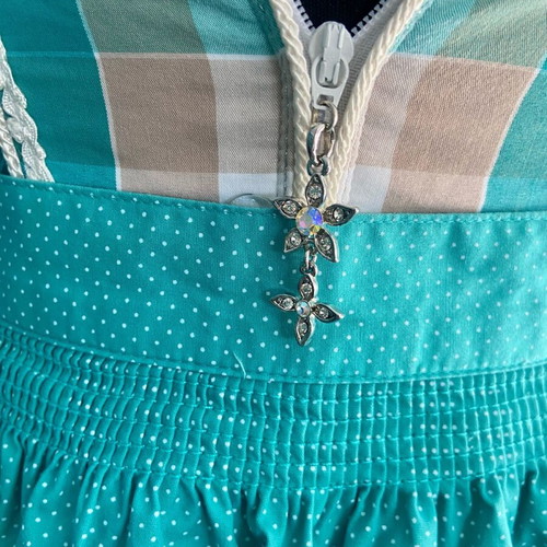 Turquoise Bavarian Dirndl Dress new with charms and pearls