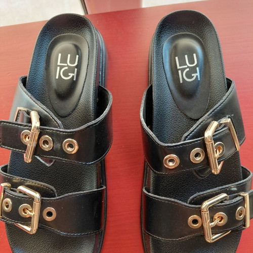 Luigi leather sandals black with gold details, new, size 41