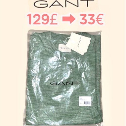 Gant L Green sweatshirt new, organic cotton, crew neck
