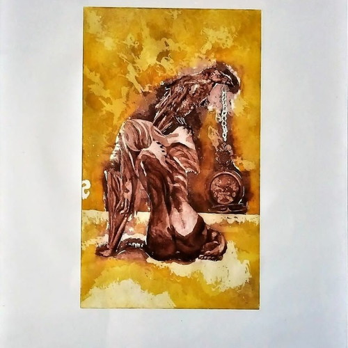 Fallen Angel χαρακτικό σε μέταλλο καινούργιο 50x30cm