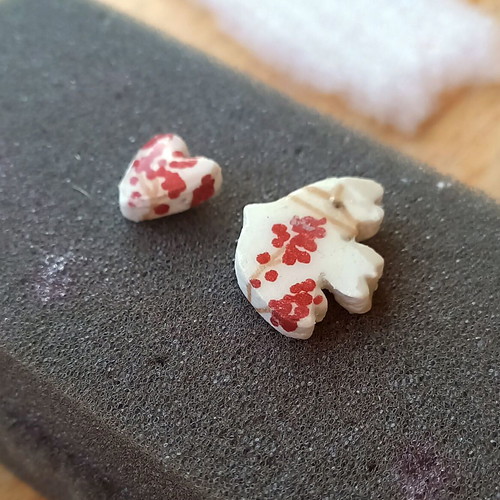 Handmade ceramic earrings pair colorful new