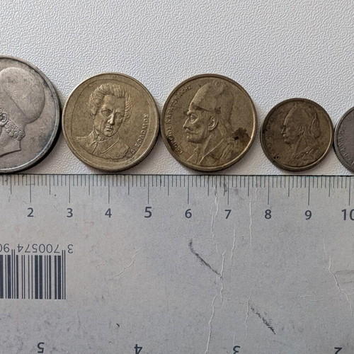 Greek coin collection used, drachmas and lepta