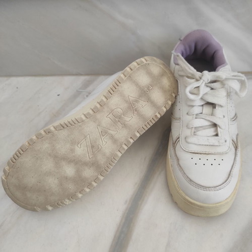 Zara girls' athletic shoes size 34 used, white and pink