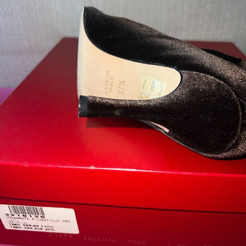 Renne Caovilla boots size 37.5 like new, dark brown velvet, 9 cm heel
