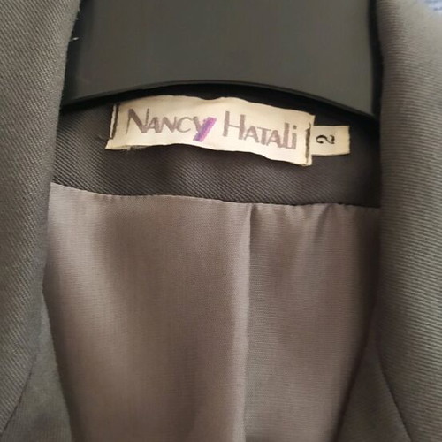 Gray suit like new with long skirt and side slit